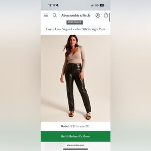 Abercrombie Curve Love Vegan Leather 90s Straight Pant
